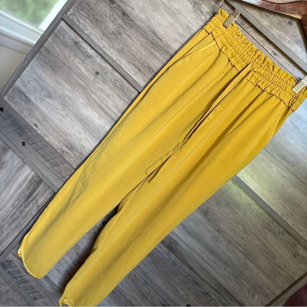 Zara S Mustard Golden Yellow Trousers Tapered Pants Retro Artsy Boho Preppy